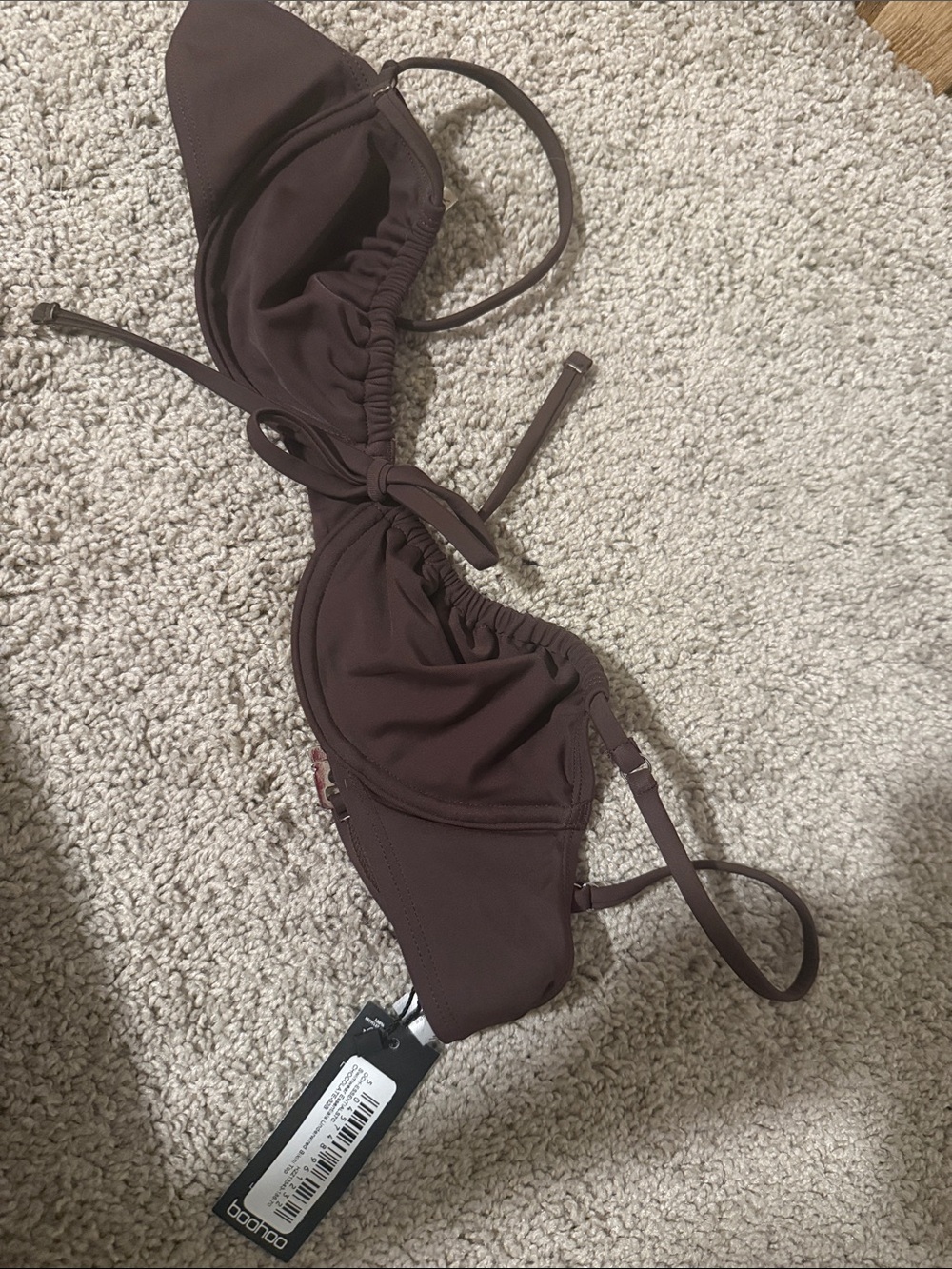 Brown Ruched Bikini Swim Summer Top - Unbranded BooHoo